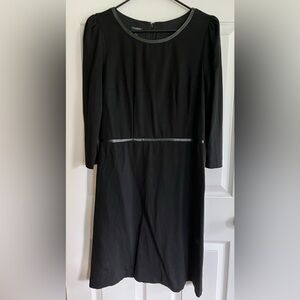 Classic Black Dress with Faux Leather Trim